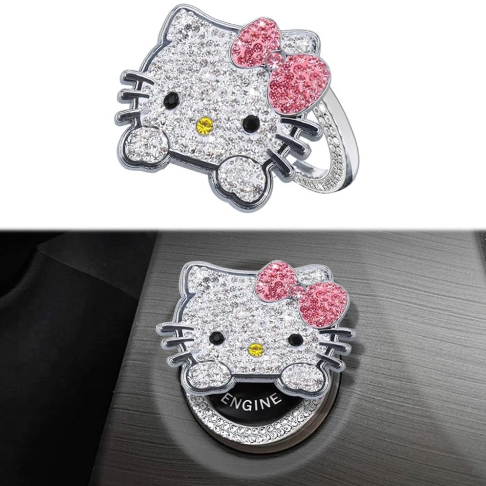 💕NEW Sparkling Bling Swarovski Crystal Silver Hello Kitty Push To Start … - Picture 6 of 7